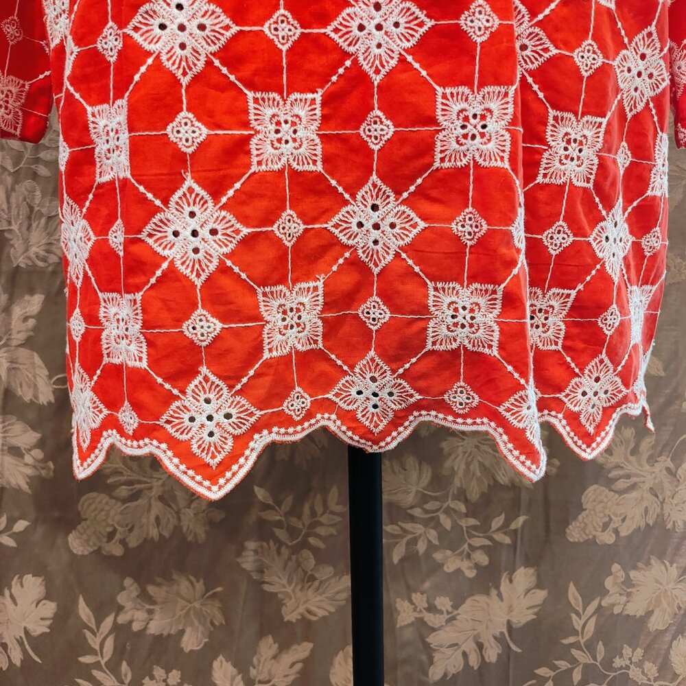 Ruby Rd. Red and White Blouse, Size Petite Large, Like New! - Picture 3 of 5